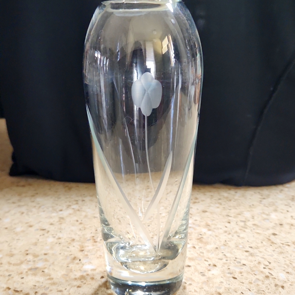 Beautiful Vintage Crystal Vase Etched Crystal Vase Bud Vase Flower Vase Vintage